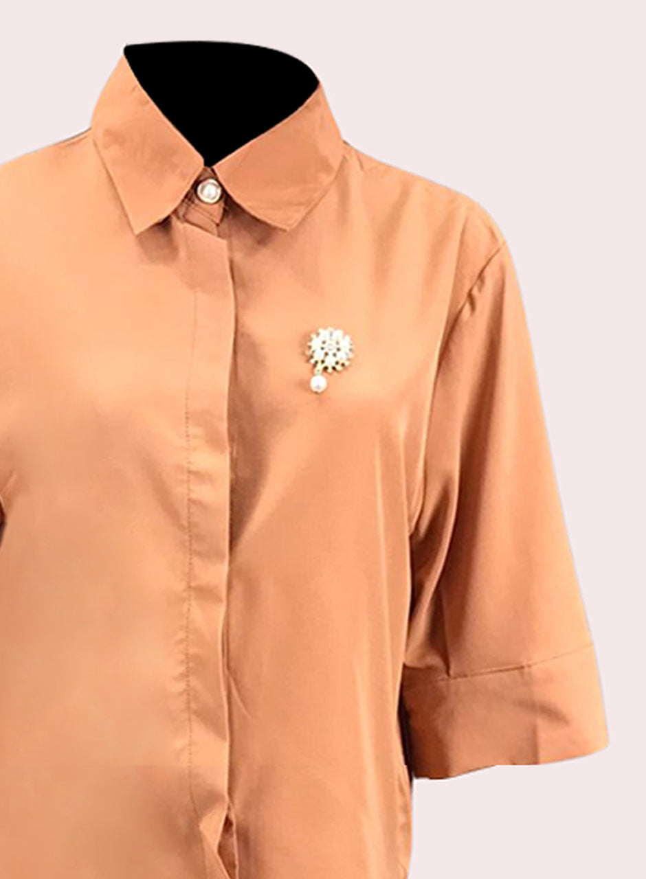 Blended (Rayon & Polyester) Shirt & Trouser - Orange