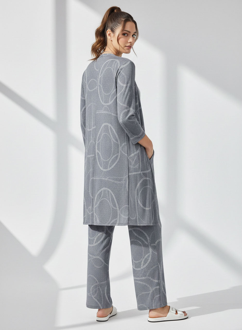 Printed Three-Piece Set (Grey)