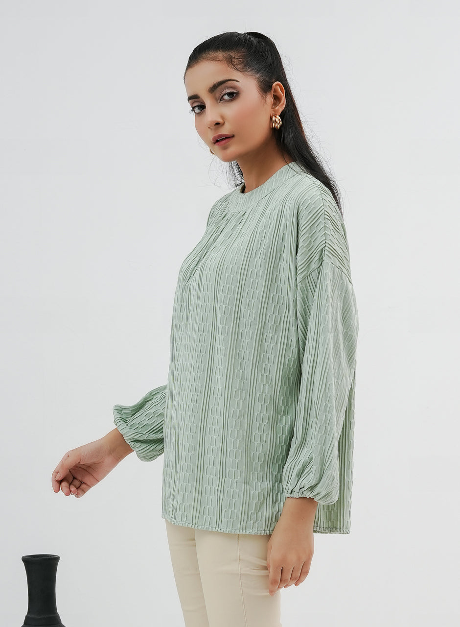 Balloon Sleeve Shirt - Light Green