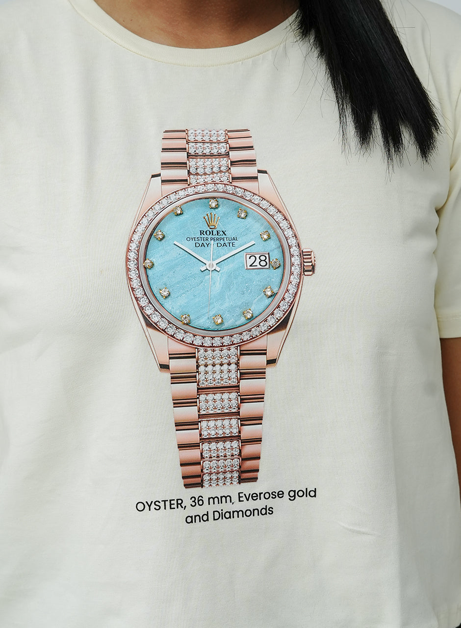 Rolex Printed Tee - Ivory