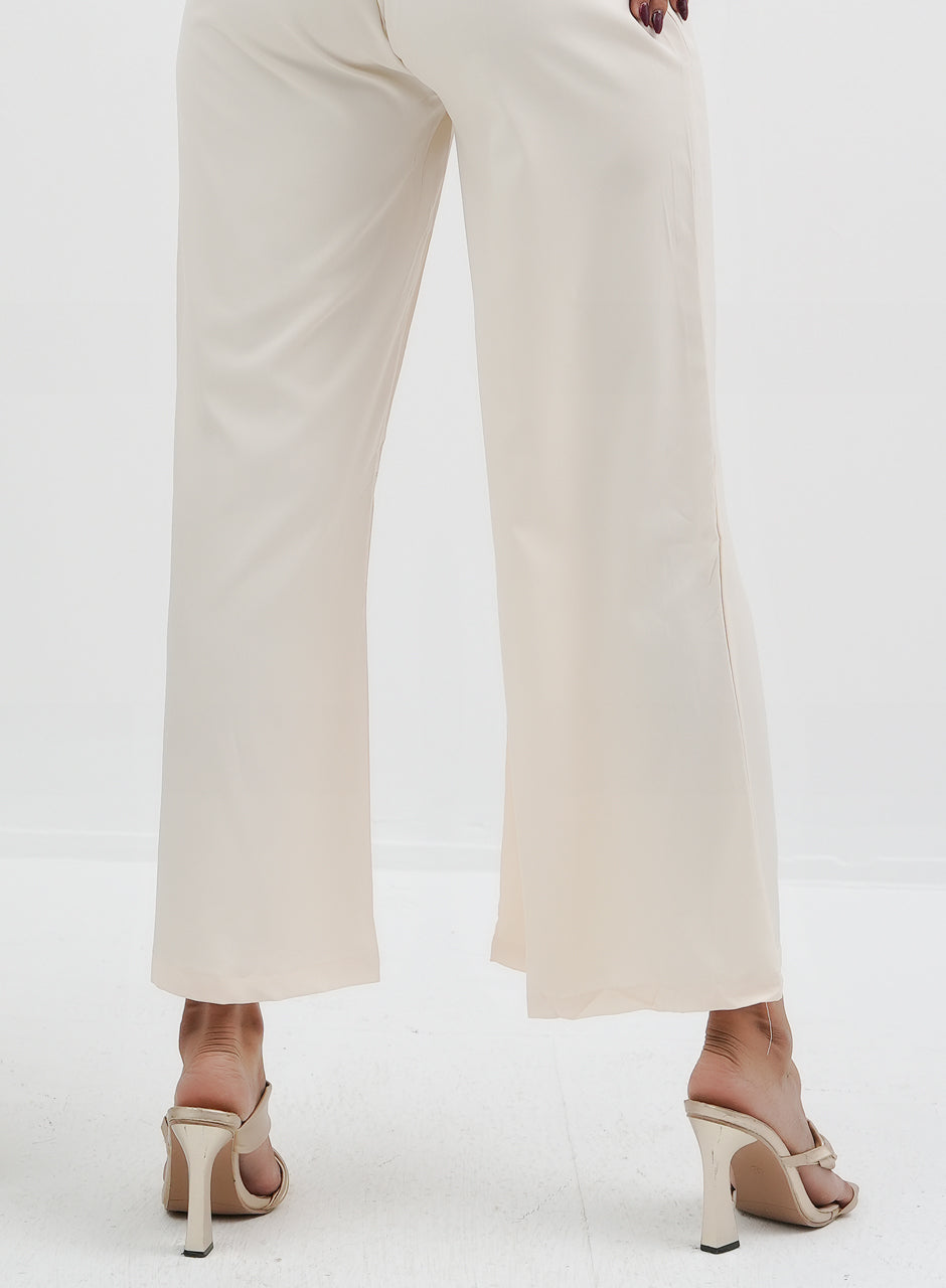 Pleated Crop Top & Pants Set - Off White