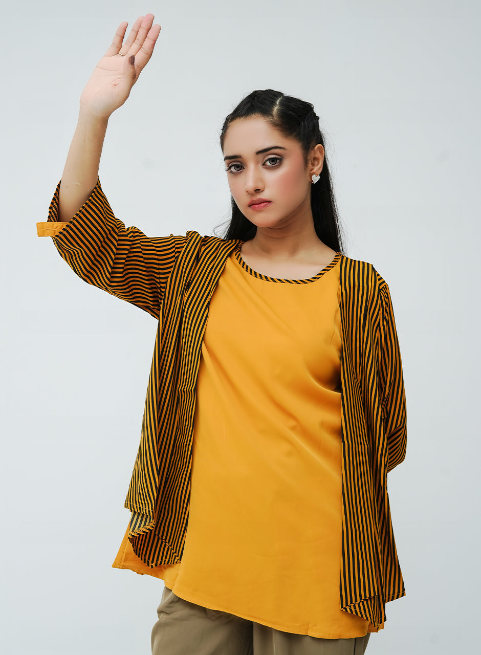 Striped Cardigan - Mustard