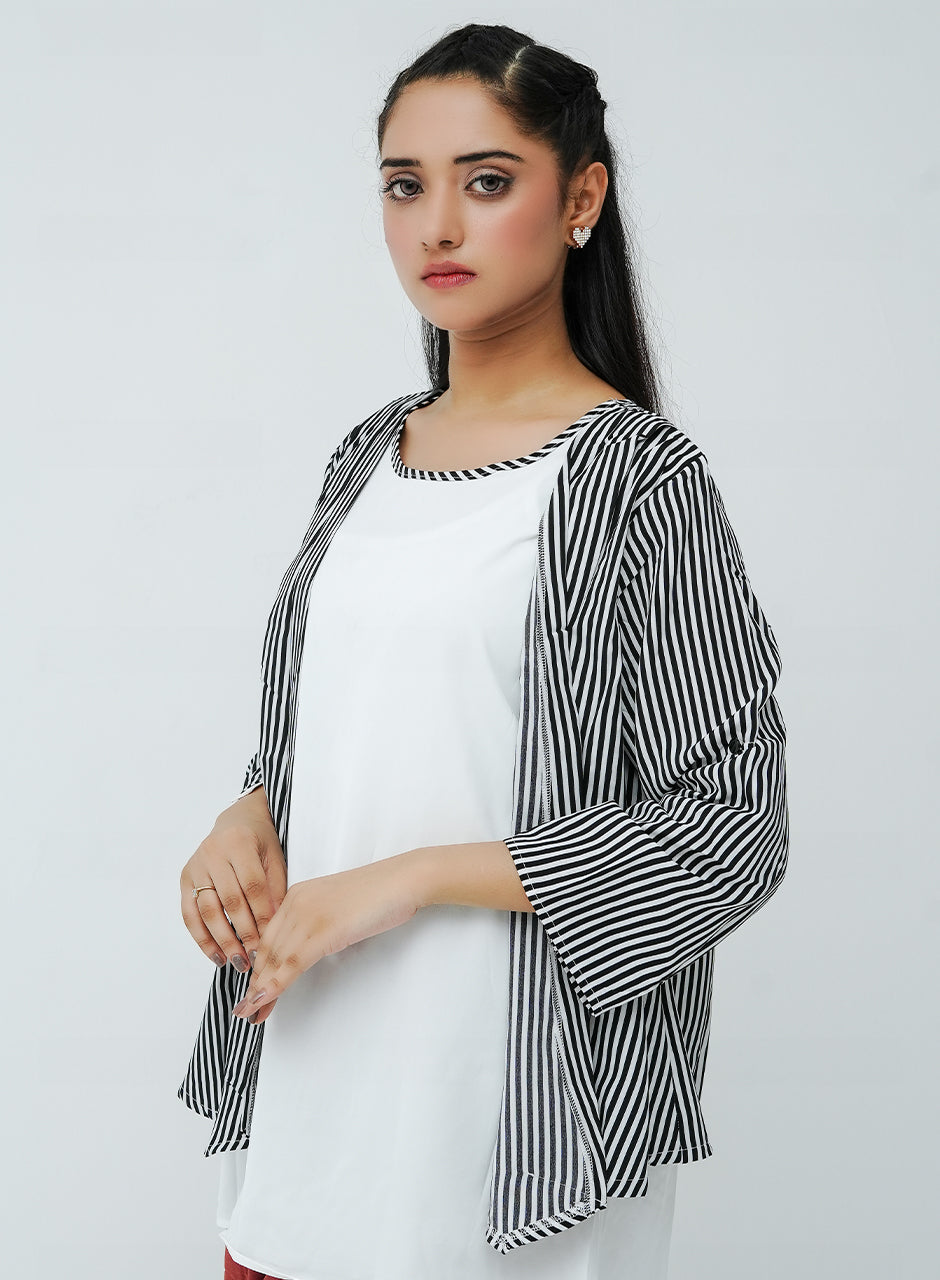 Striped Cardigan - Blue