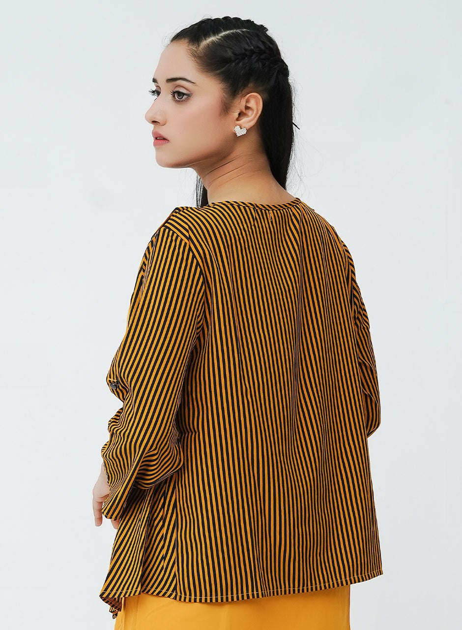 Striped Cardigan - Mustard