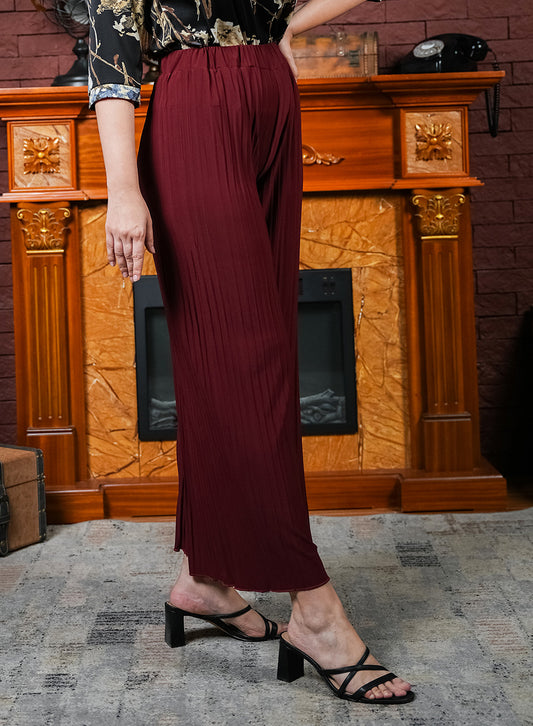 Maroon Pleated Trouser