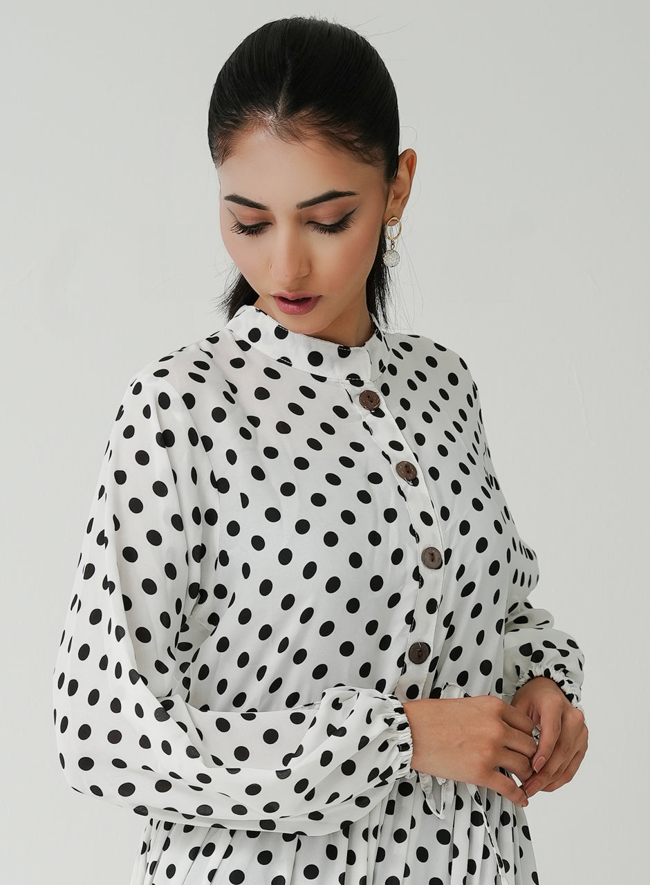 Polka Dots- White Frock