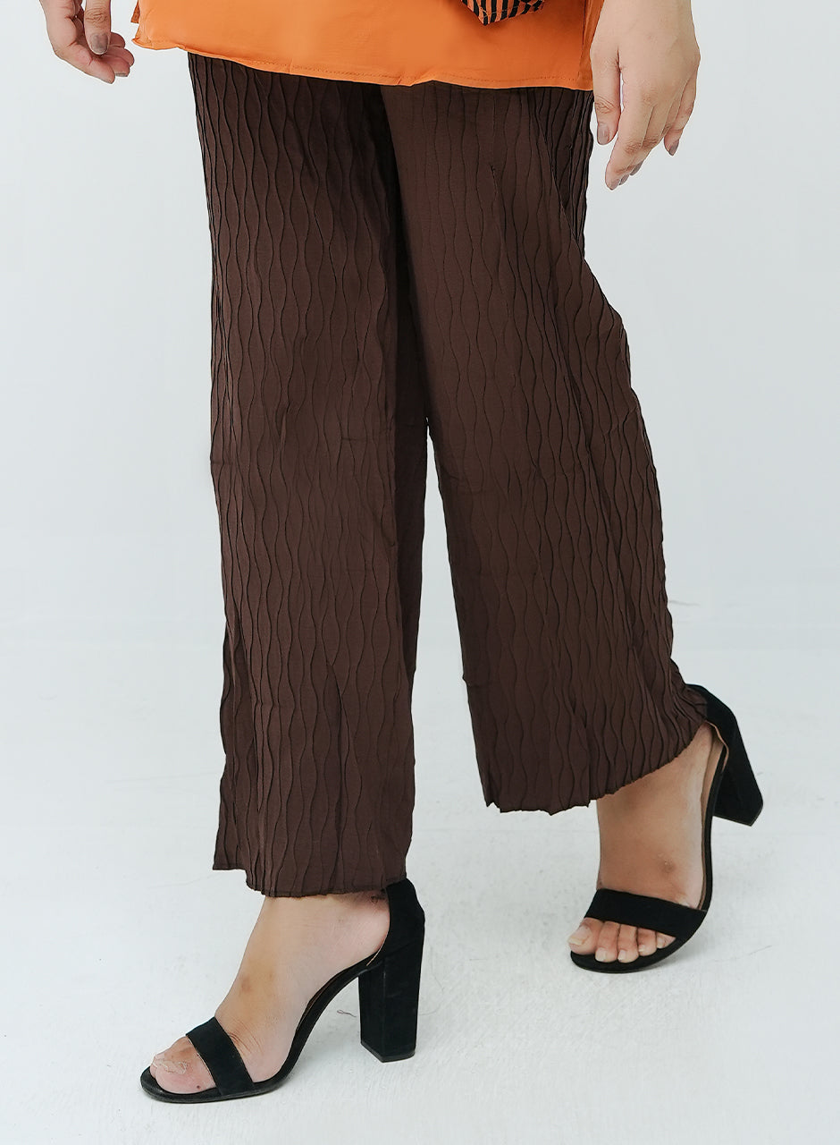 Brown Textured Trouser