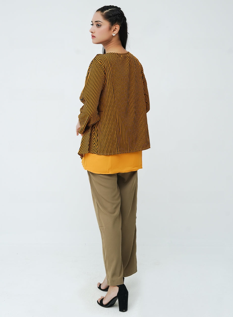 Striped Cardigan - Mustard