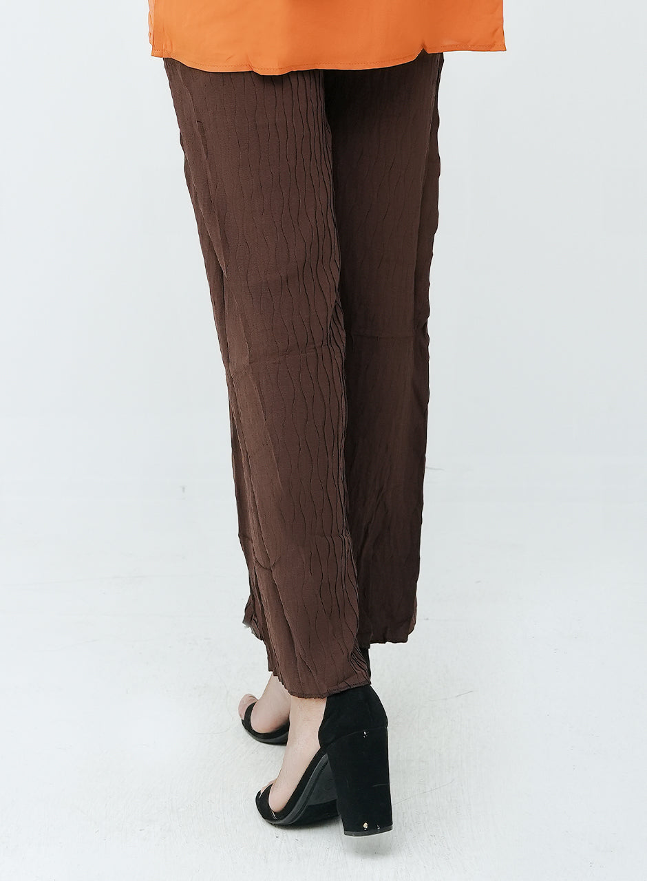 Brown Textured Trouser