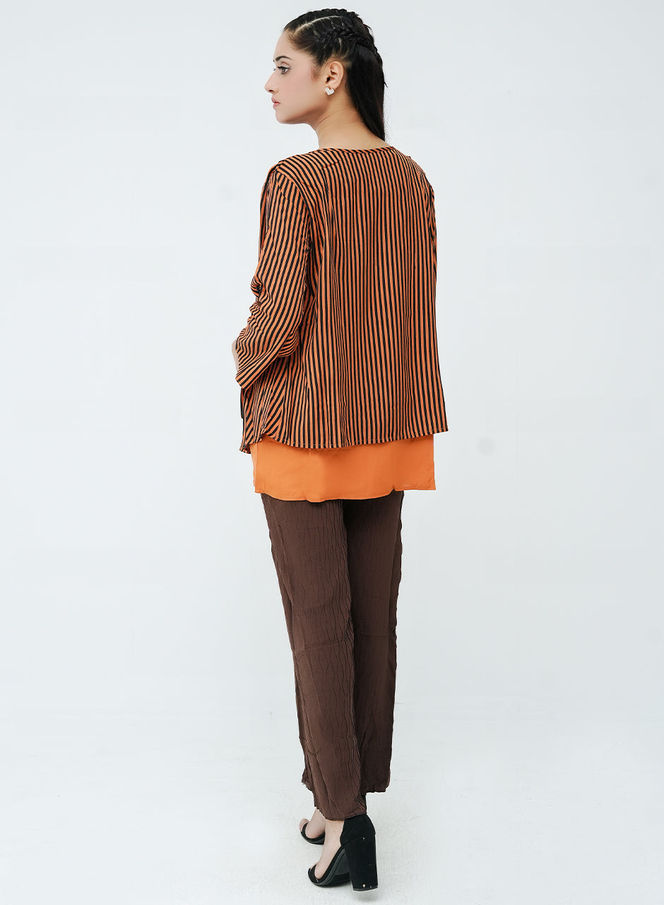 Brown Textured Trouser