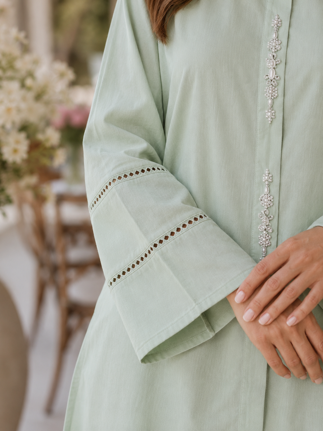 Cotton Two-Piece Kurta & Trouser - Mint Green