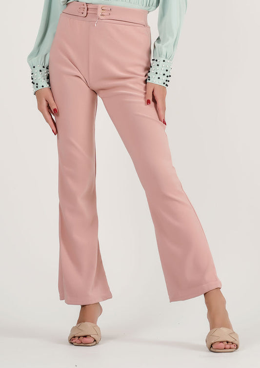 Pink Panache: Flared Blush Trousers