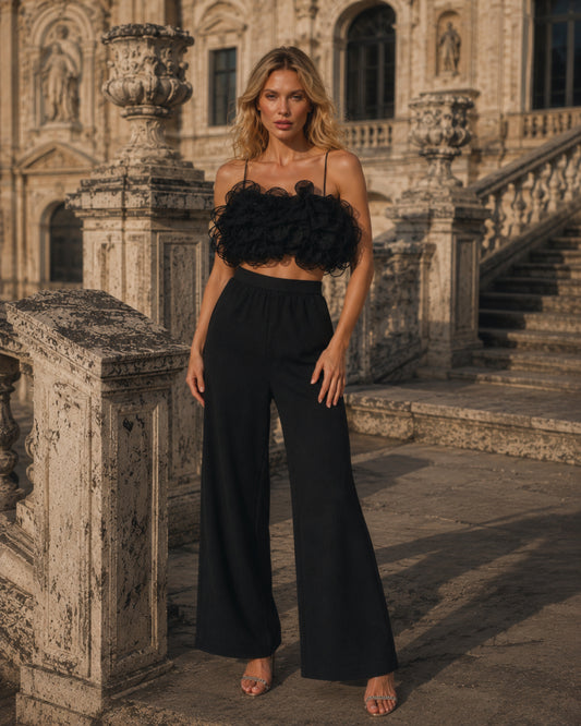 Ruffle Co-ord Black
