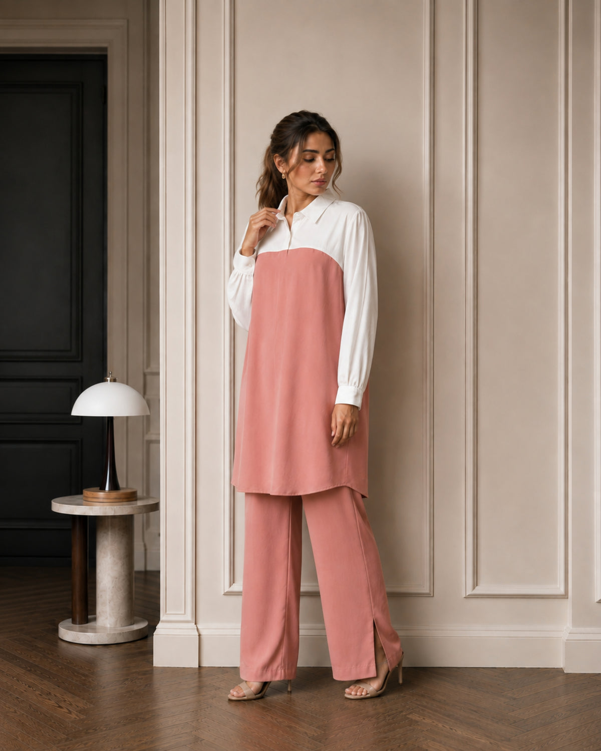 Two-Piece Two Tone Co-Ord Set - Pink