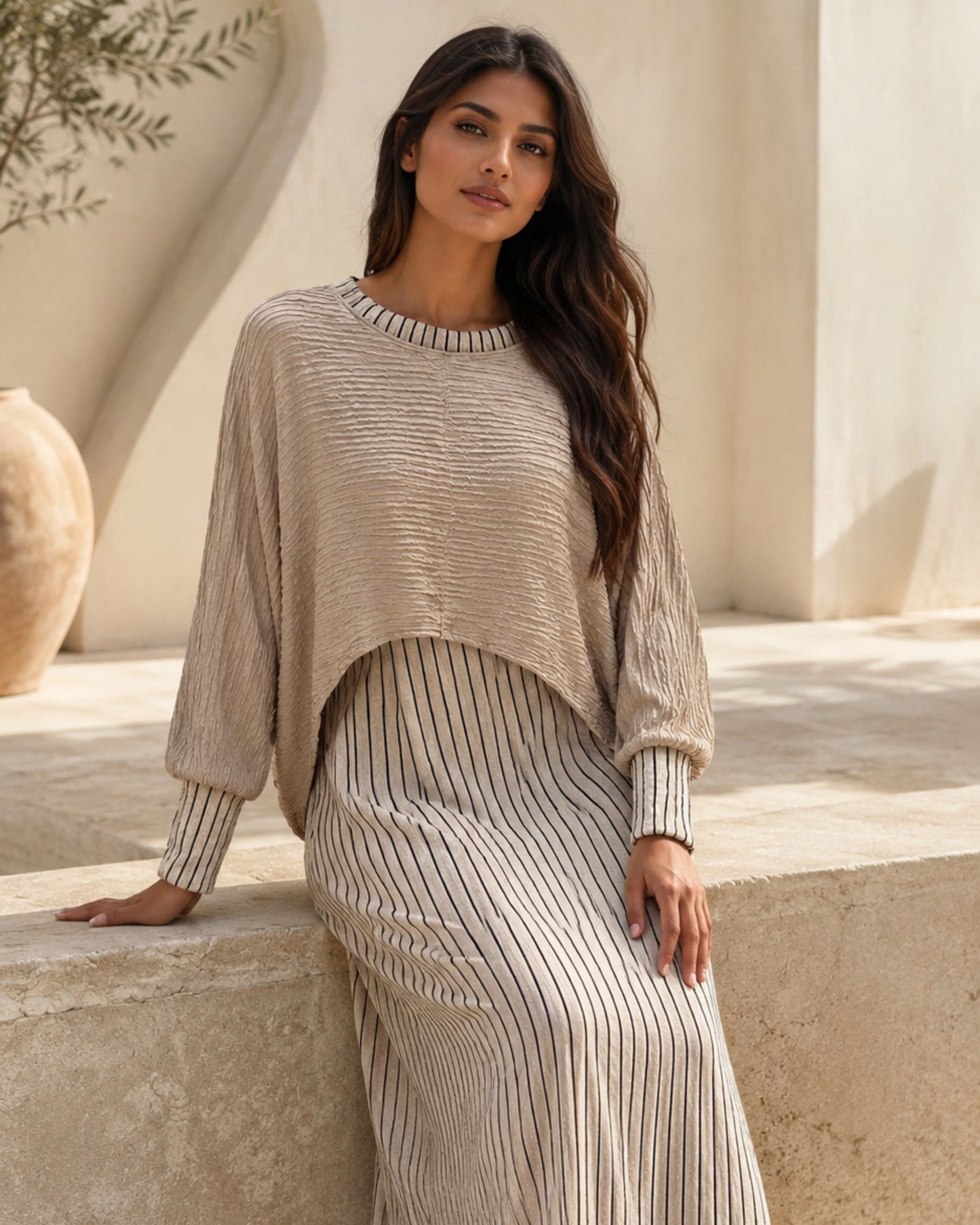 Two-piece Layered Set - Beige
