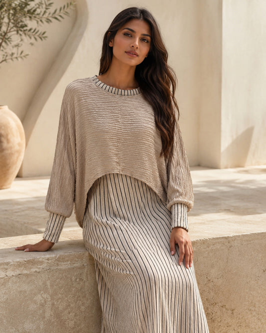 Two-piece Layered Set - Beige