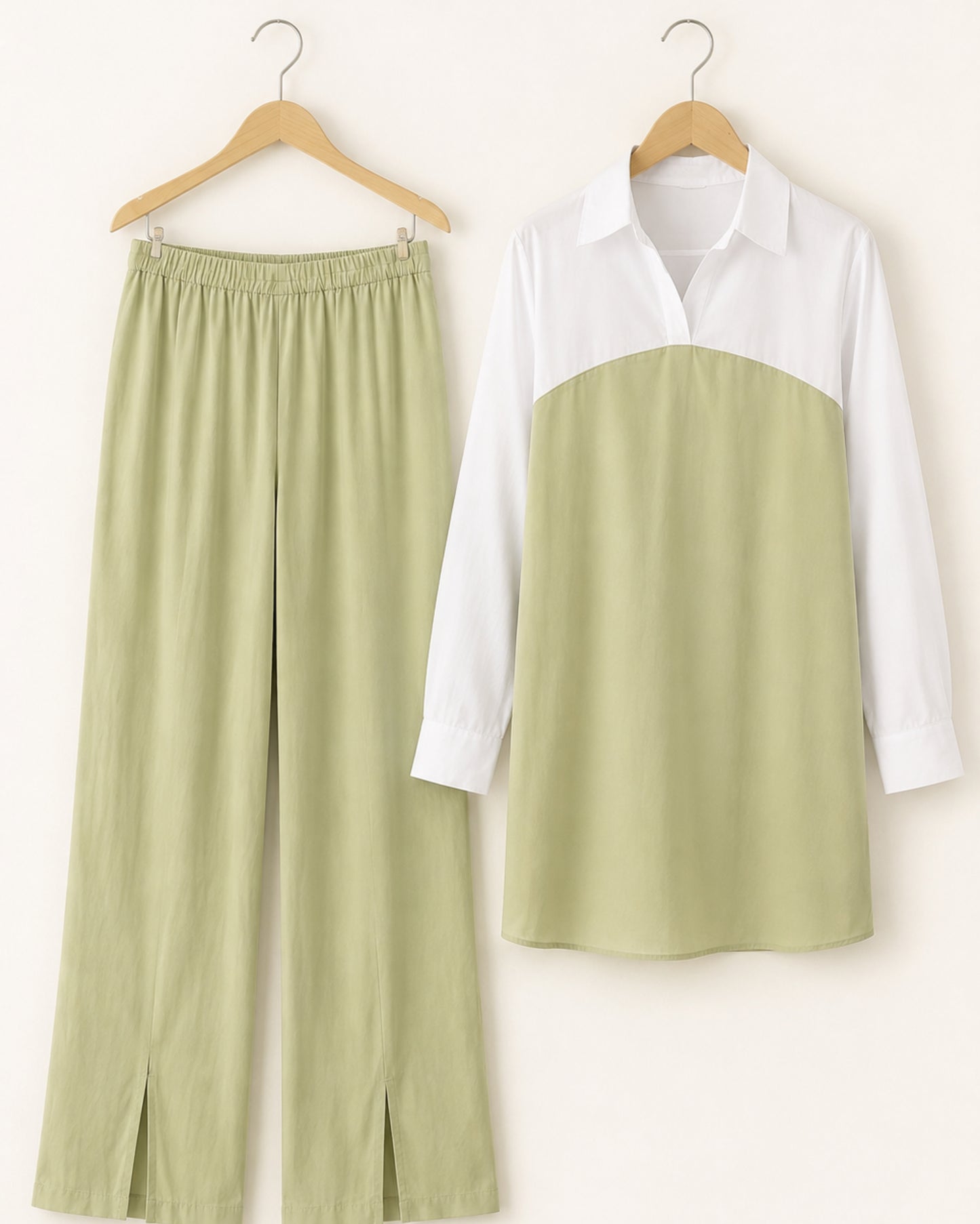 Two-Piece Two Tone Co-Ord Set - Mint Green