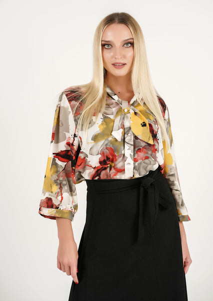 Harvest Bloom: Watercolor Floral Top
