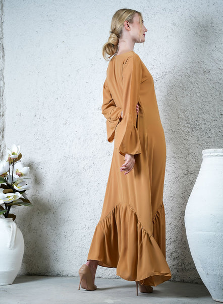 Timeless Light Brown Elegant Maxi Dress - Elegant Waves