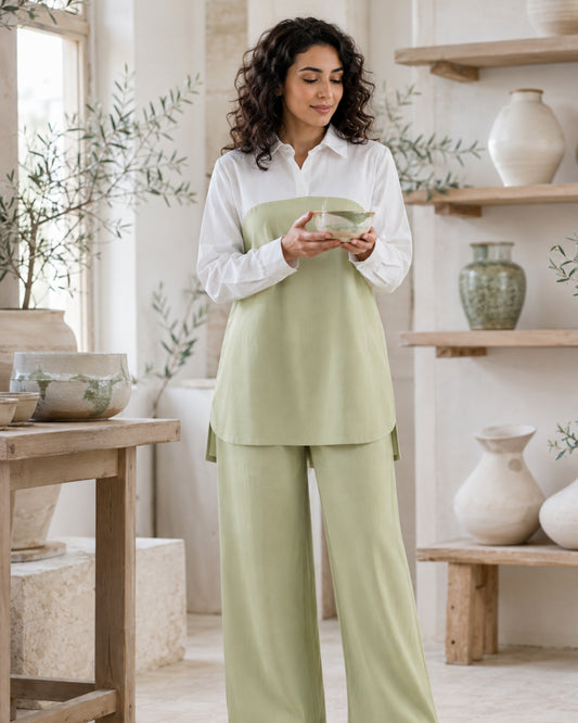 Two-Piece Two Tone Co-Ord Set - Mint Green