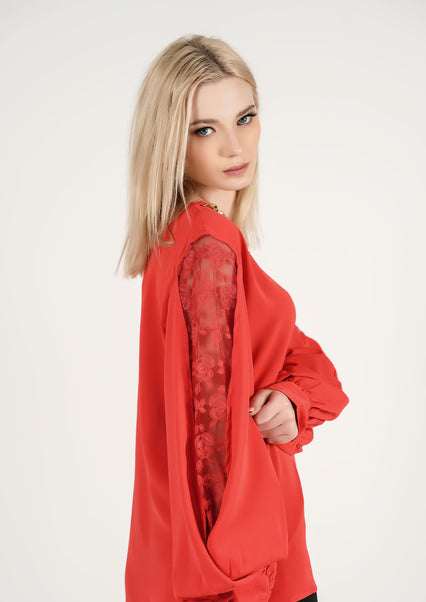 Ravishing Ruby: The Statement Top with a Touch of Lace