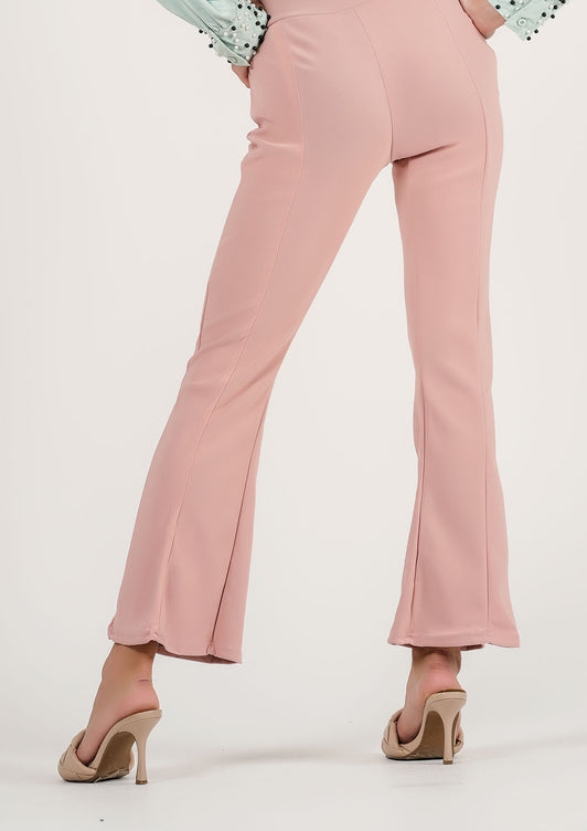 Pink Panache: Flared Blush Trousers