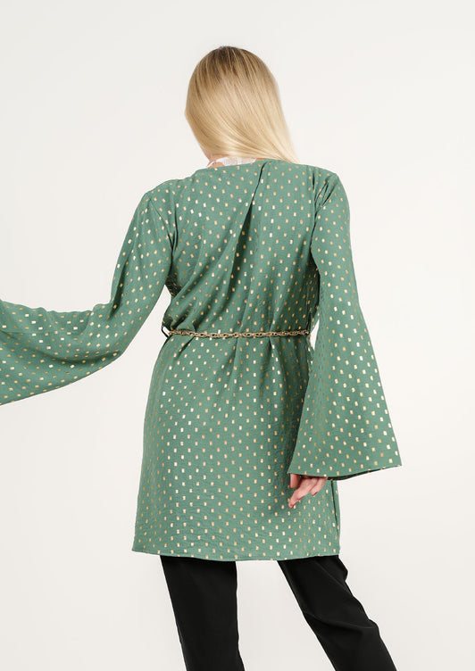 Polka Charm: The Whimsical Shirt with Wrap with a Sprinkle of Retro