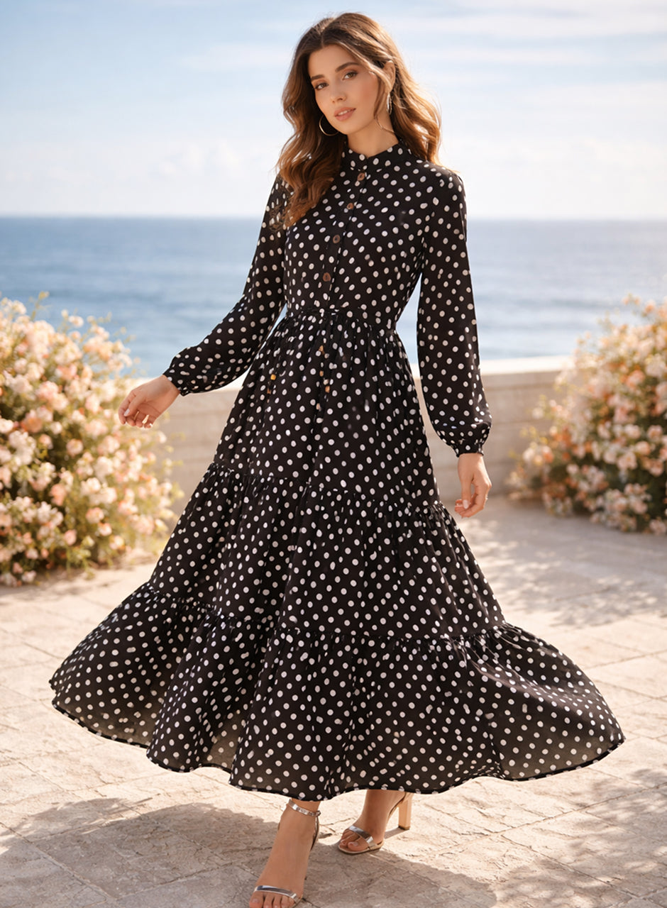 Polka Dots- Black Frock