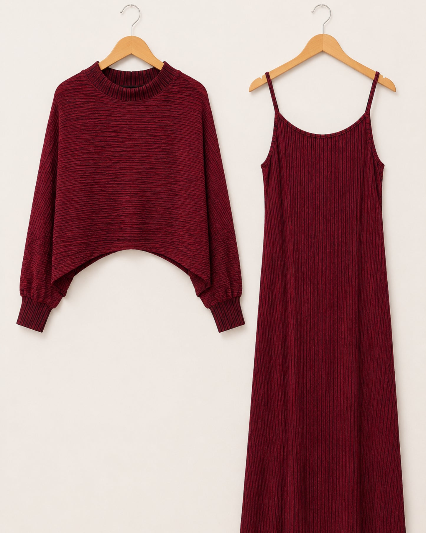 Two-piece Layered Set - Maroon