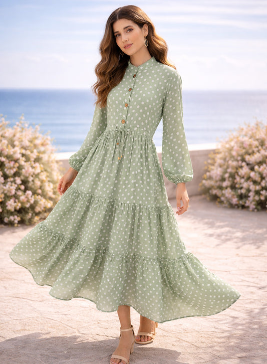 Polka Dots- Green Frock