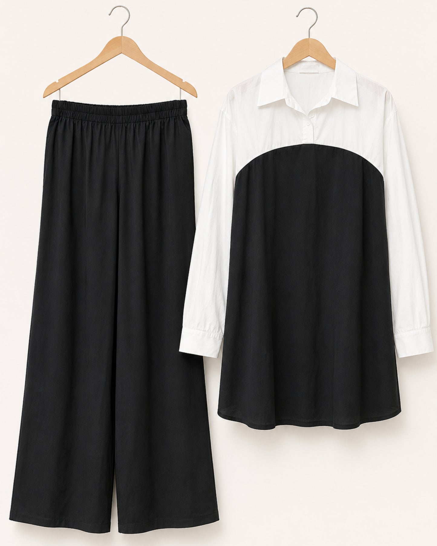 Two-Piece Two Tone Co-Ord Set - Black