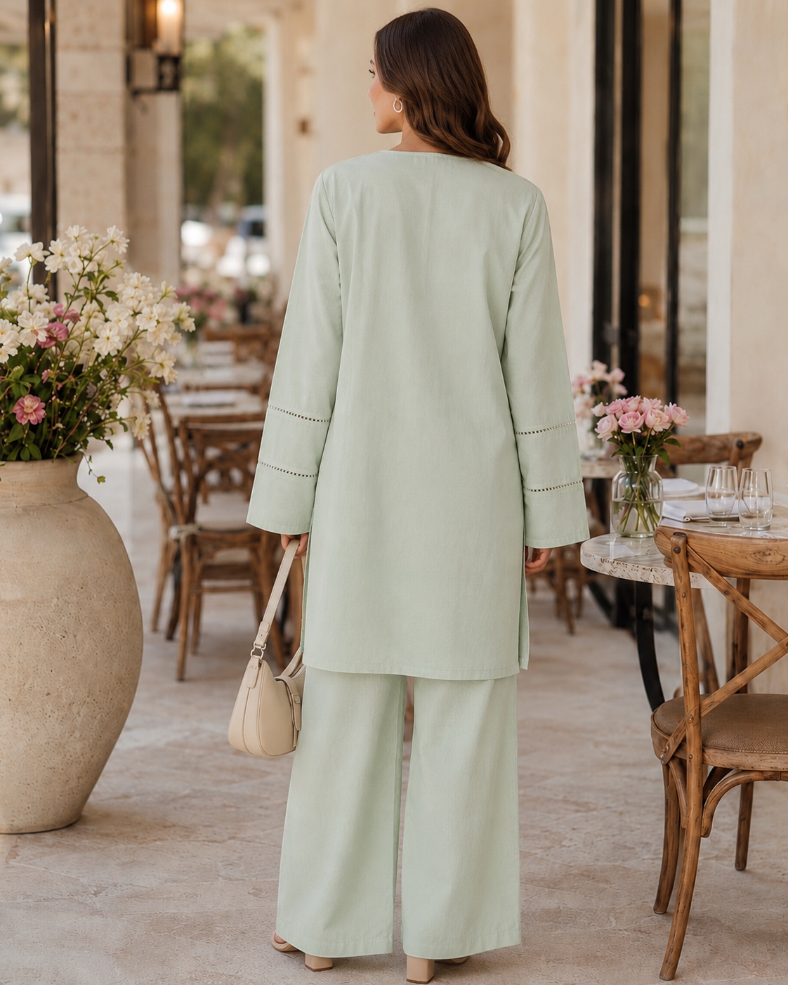 Cotton Two-Piece Kurta & Trouser - Mint Green