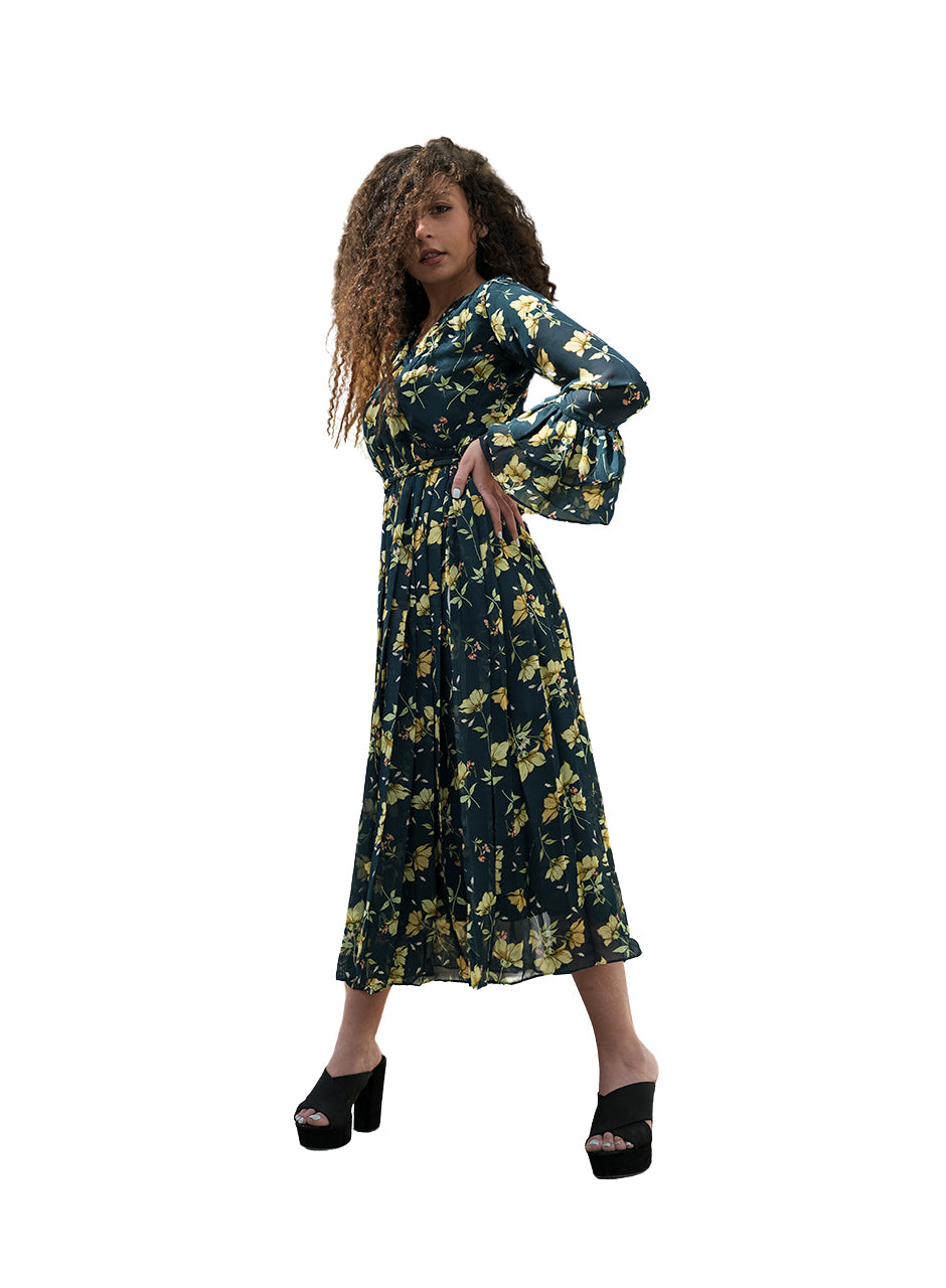 La Fleur - Noir Black Floral Printed Maxi Dress