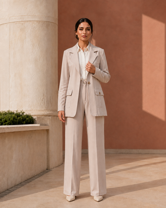 Two-piece Suit Blazer and Trouser - Beige