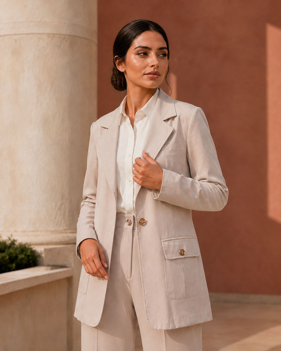 Two-piece Suit Blazer and Trouser - Beige