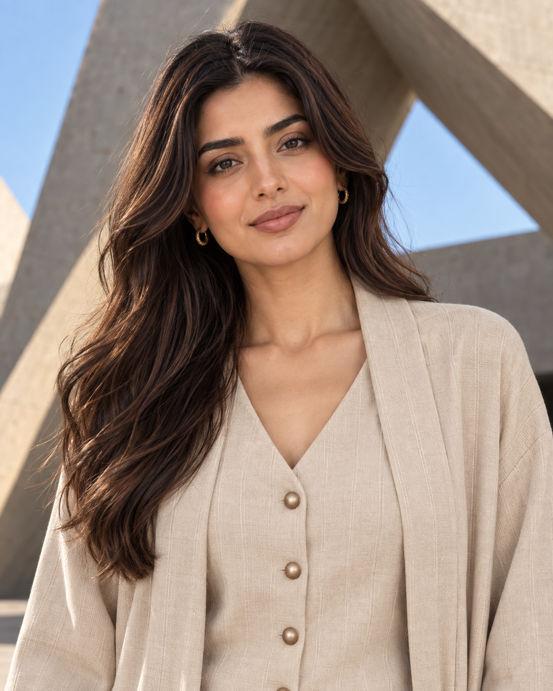 FW26 - Three-piece Vertical Line Coat, Waistcoat & Trouser - Beige
