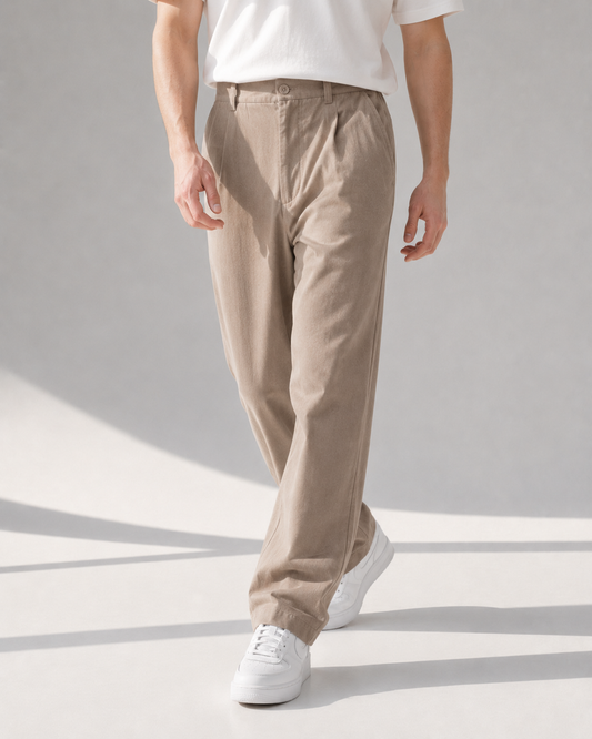 Classic Straight Fit Pants Beige