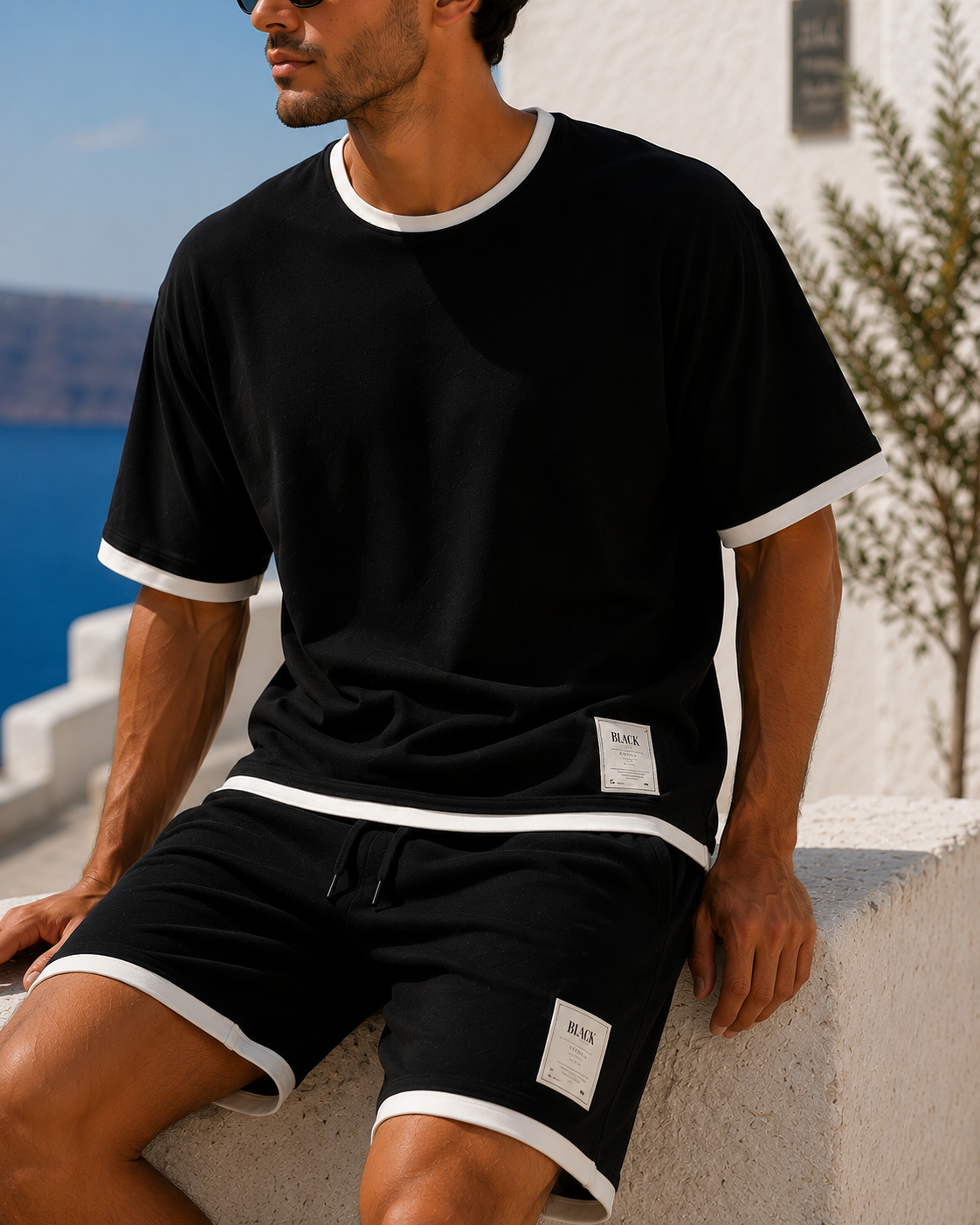 Men's Two-Piece Lounge Set - Black