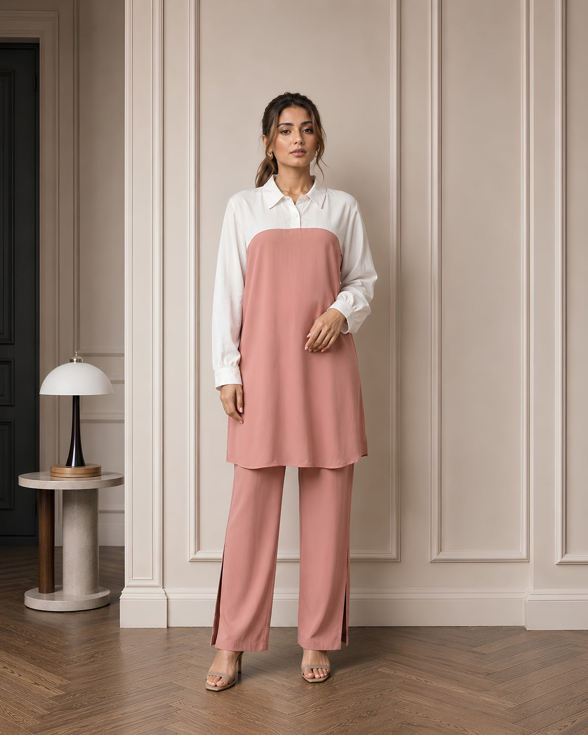 Two-Piece Two Tone Co-Ord Set - Pink