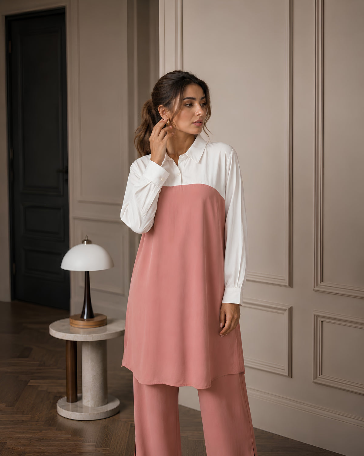 Two-Piece Two Tone Co-Ord Set - Pink