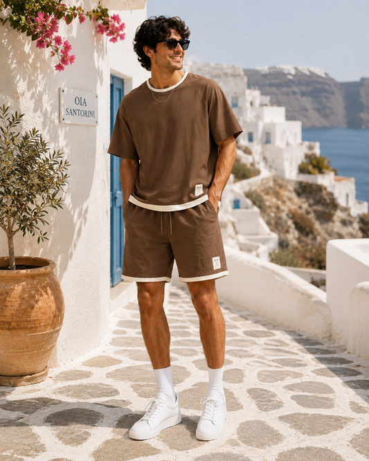 Men's Two-Piece Lounge Set - Brown