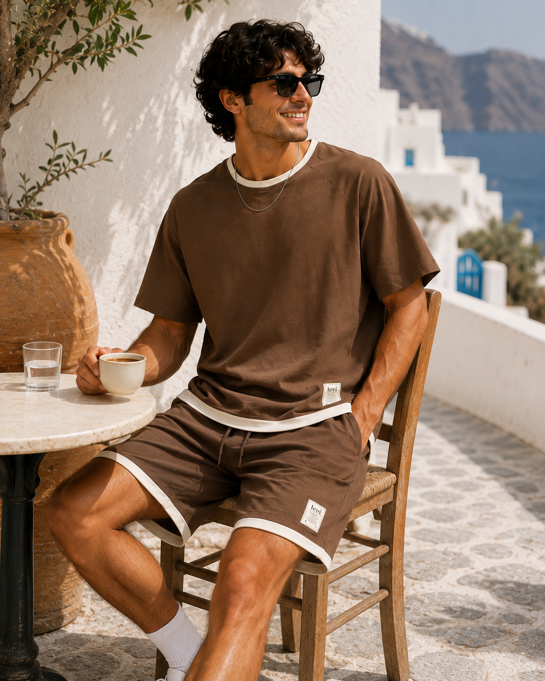 Men's Two-Piece Lounge Set - Brown