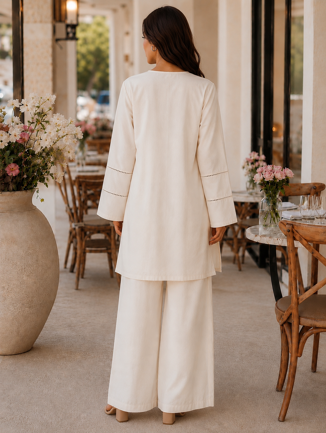 Cotton Two-Piece Kurta & Trouser - Ivory