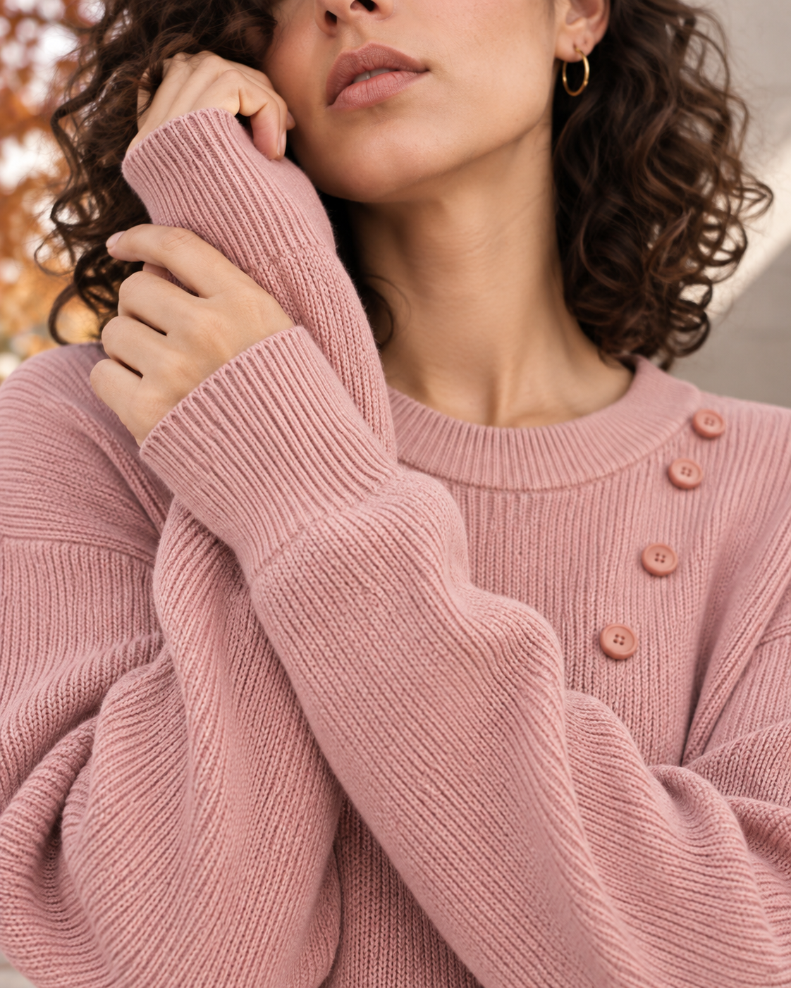 FW26 - Two-Piece Sweater Suit With Attachable Scarf - Dusty Pink