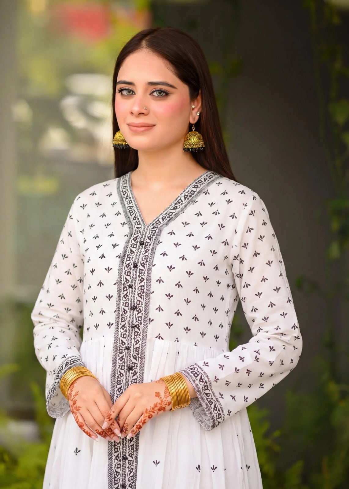 Two Piece Printed Lawn Set - Black