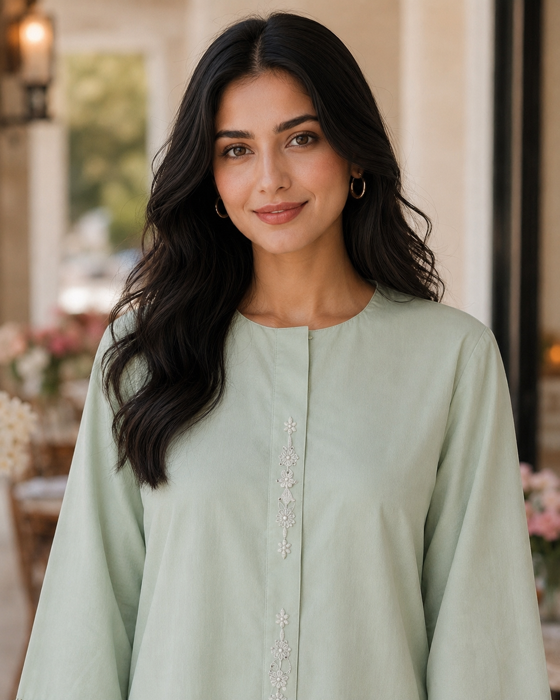 Cotton Two-Piece Kurta & Trouser - Mint Green
