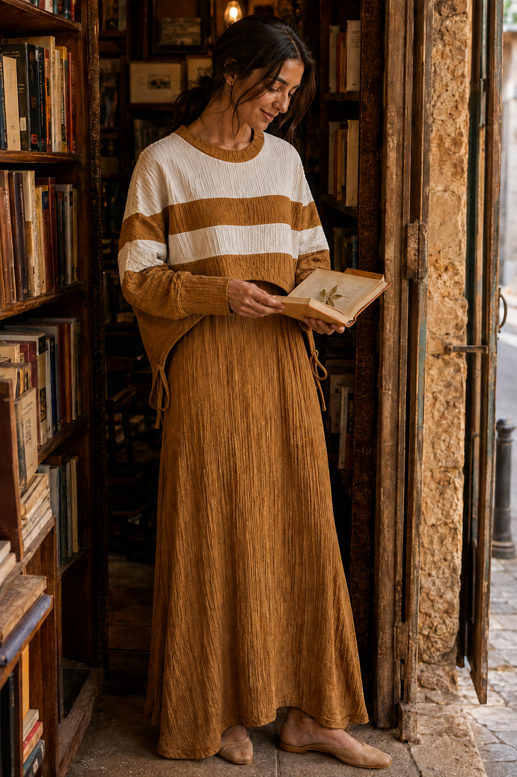 Two-Peice layered Color Block Dress - BROWN