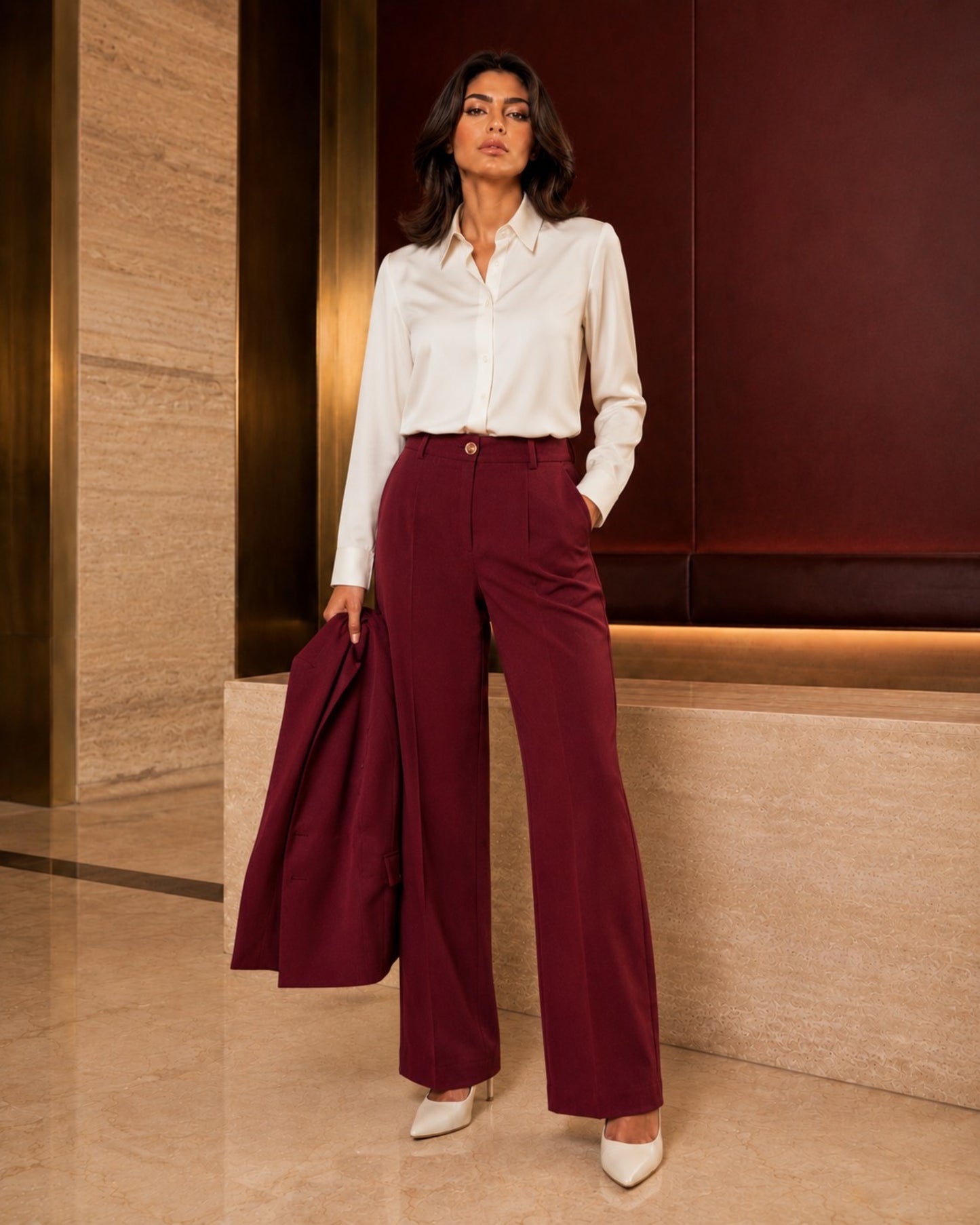 Two-piece Suit Blazer and Trouser - Maroon