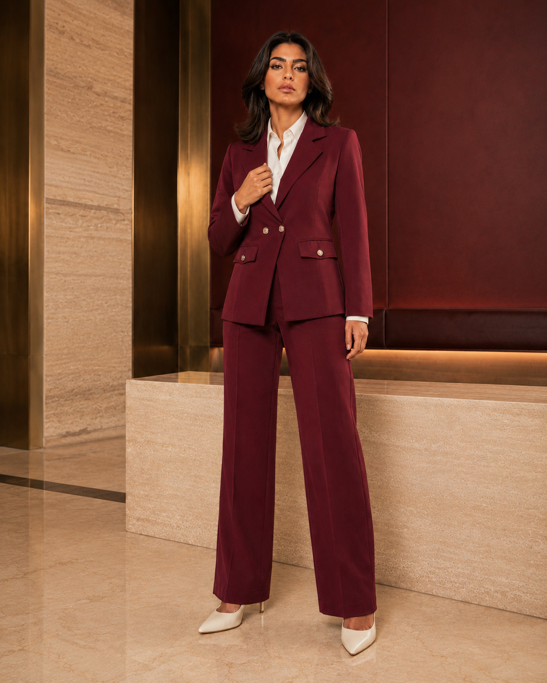 Two-piece Suit Blazer and Trouser - Maroon