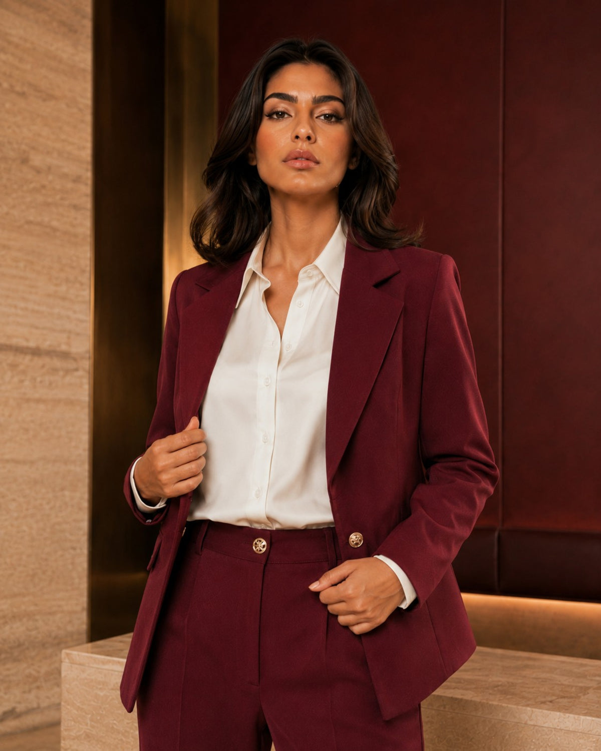 Two-piece Suit Blazer and Trouser - Maroon